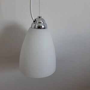 New contemporary modern pendant light fixture white frosted glass, silver chrome